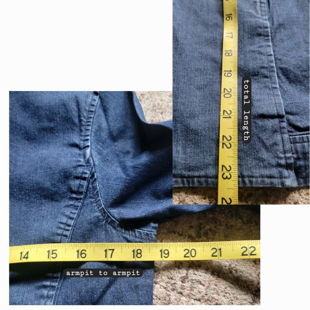 Eileen Fisher Open‎ Front High Collar Soft Denim Jacket Small - Picture 12 of 13